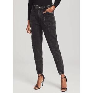 Retrofete Carter Onyx Black High Rise Denim Jogger Pants Size 29 NWT
